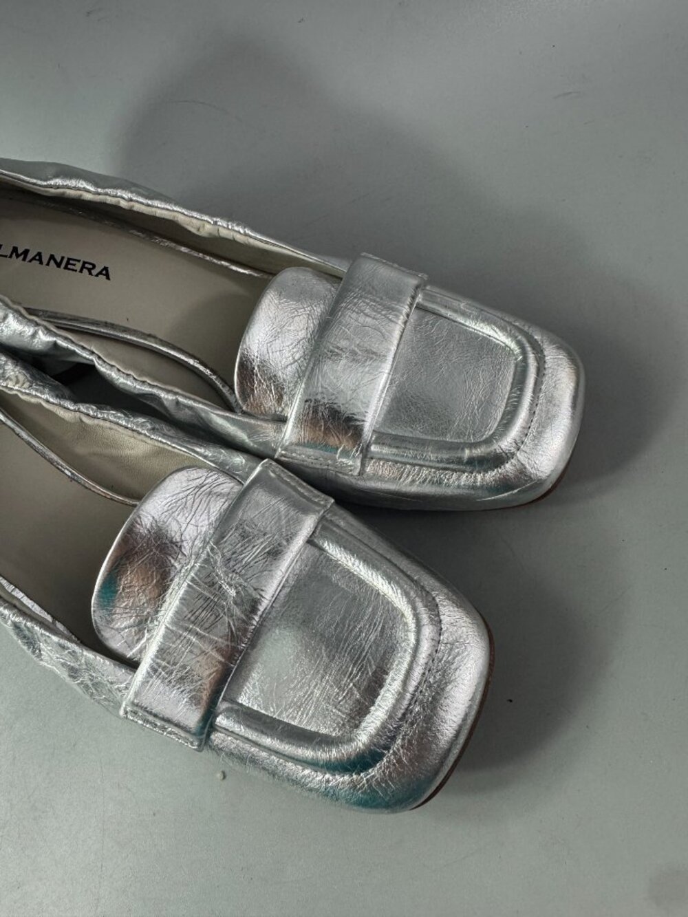 Halmanera Made in Italy Metallic Silver Blocked Heel Shoes, Size 39 - Picture 12 of 14